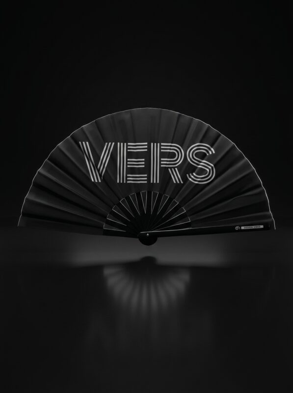 Festival Fan vějíř "VERS" v černé barvě - statement pro Rave & CSD