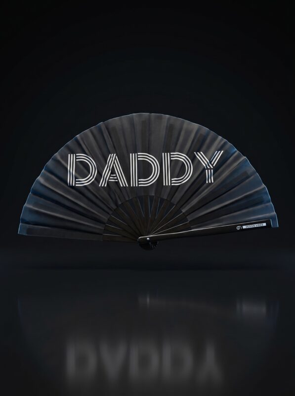 Festival Fan "DADDY" v černé barvě - Rave & Pride doplněk