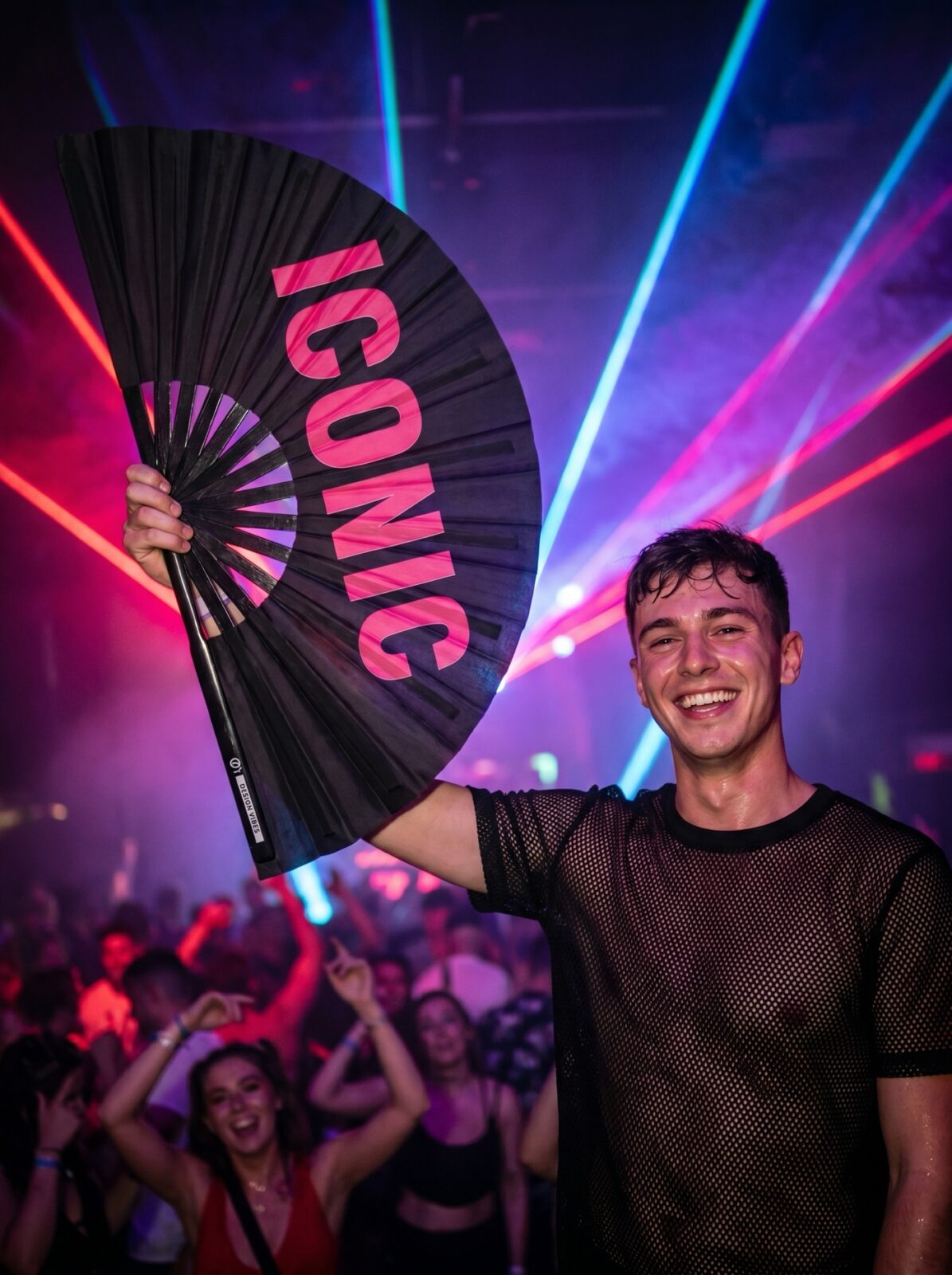 Festival Fan „ICONIC“ v černo-růžové barvě – Rave statement – Zobrazení 2