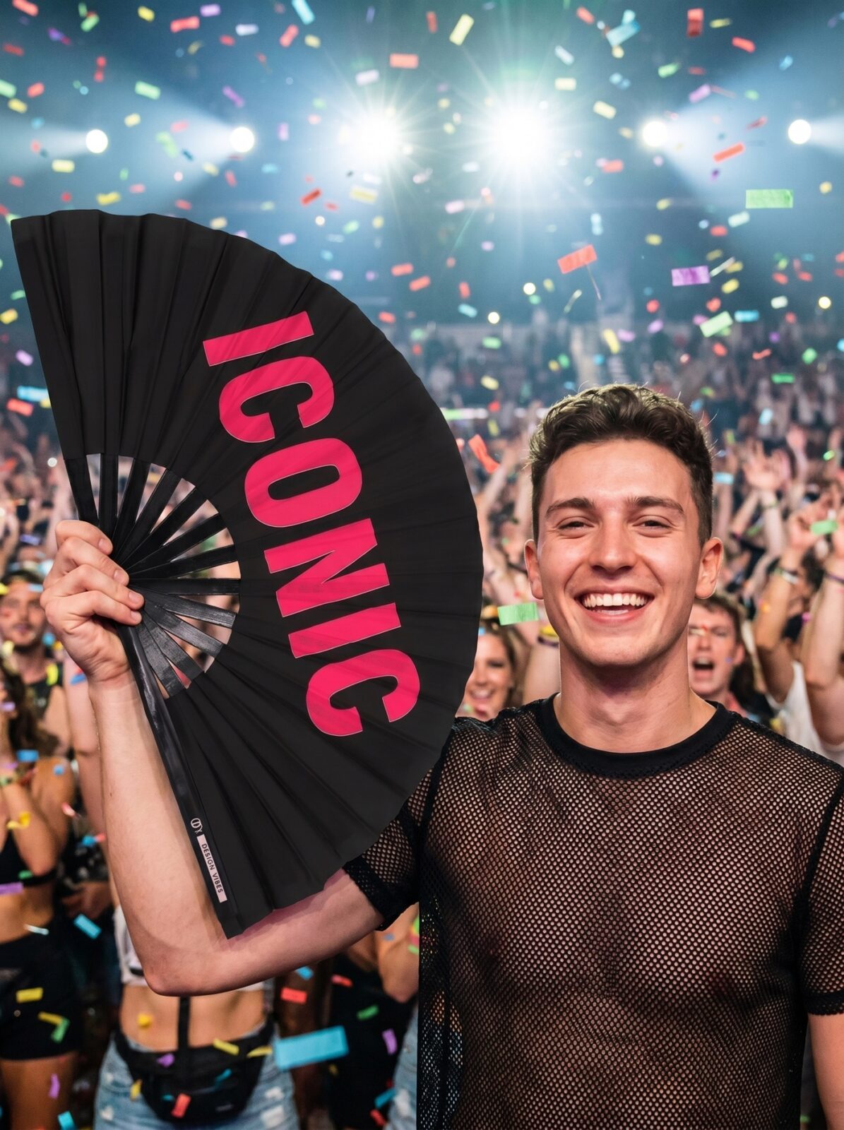 Festival Fan „ICONIC“ v černo-růžové barvě – Rave statement – Zobrazení 4