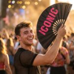 Festival Fan „ICONIC“ v černo-růžové barvě – Rave statement – Zobrazení 3