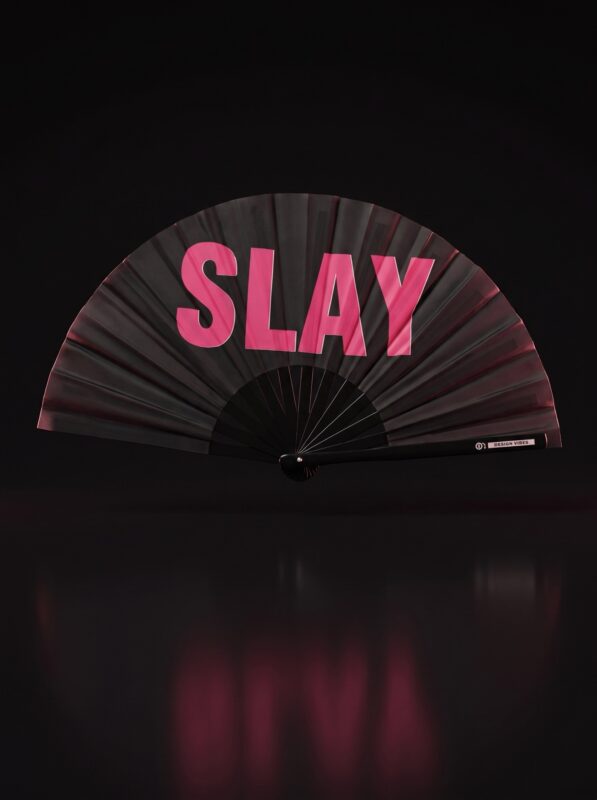 Festival Fan "SLAY" v černo-růžové barvě - CSD & Rave doplněk