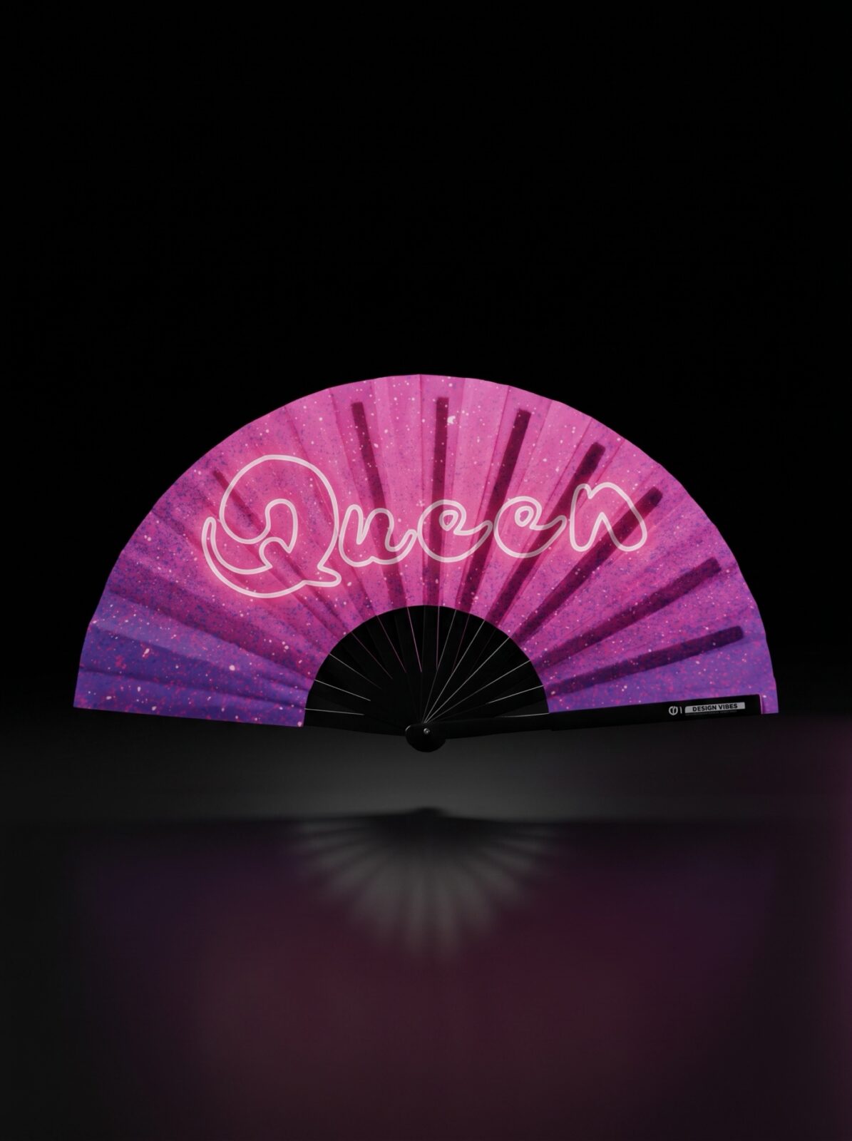 Festival Fan „Queen“ růžovo-fialové galaxie třpytky – Rave & CSD