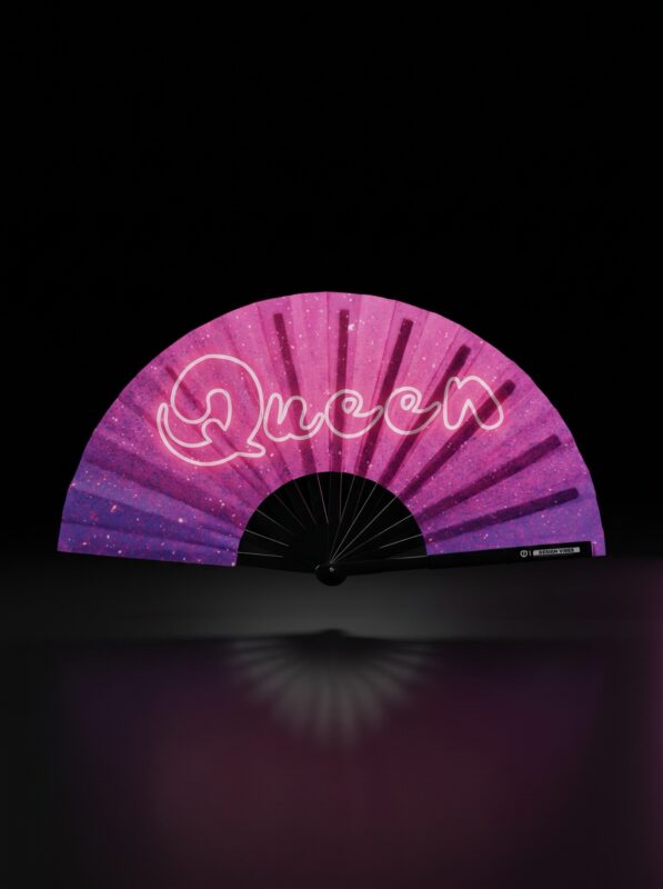 Festival Fan "Queen" růžovo-fialové galaxie třpytky - Rave & CSD