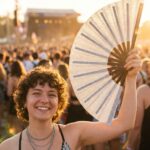 Festivalový vějíř stříbrné třpytky – třpytivý doplněk na rave i Pride – Zobrazení 3