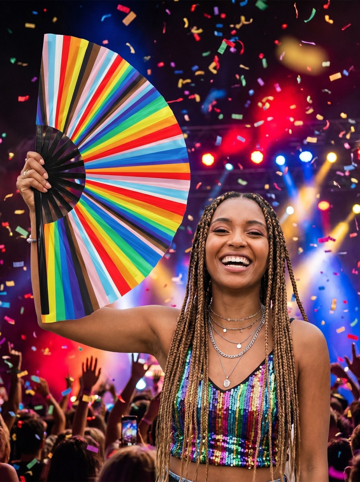 Festival-Fächer Pride Regenbogen-Streifen, CSD & Pride Accessoire, Zobrazení 4