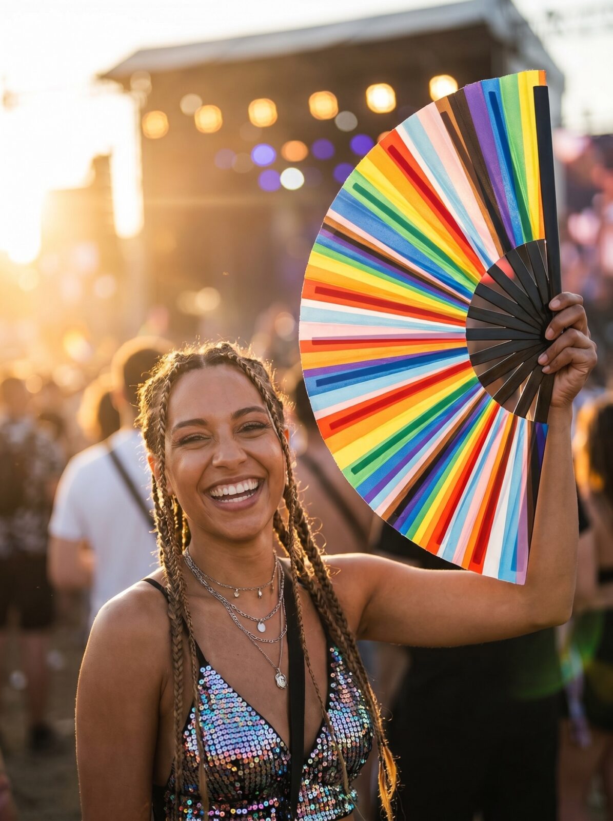 Festival-Fächer Pride Regenbogen-Streifen, CSD & Pride Accessoire, Zobrazení 3