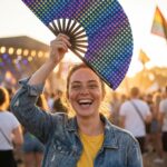 Festival Fan tmavě modrý s duhou – CSD & Pride – Zobrazení 3