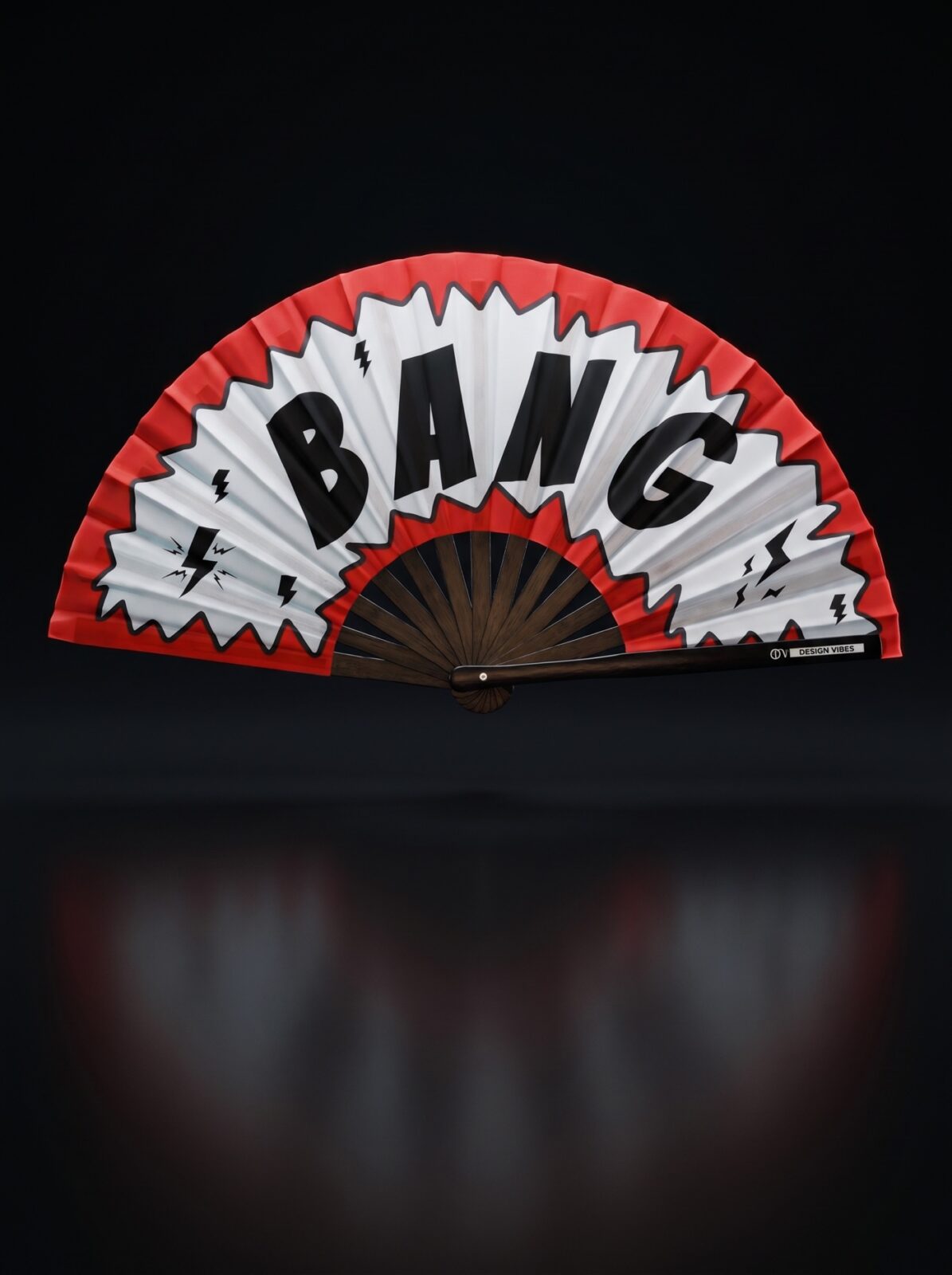 Festival Fan komiks „BANG“ v červené a bílé barvě – Rave & party doplněk