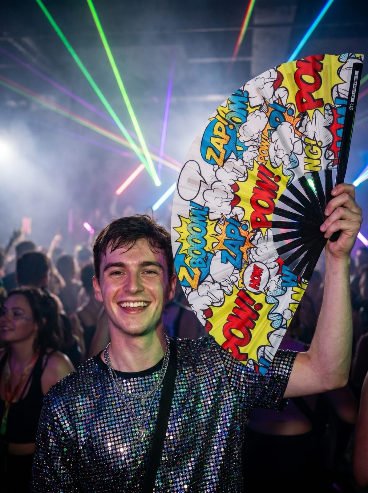 Festival Fan „ZAP BOOM POW“ žlutý komiks – Rave & Party – Zobrazení 2