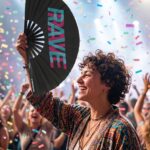 Festival Fan „RAVE“ black teal-pink – Techno & rave doplněk – Zobrazení 4