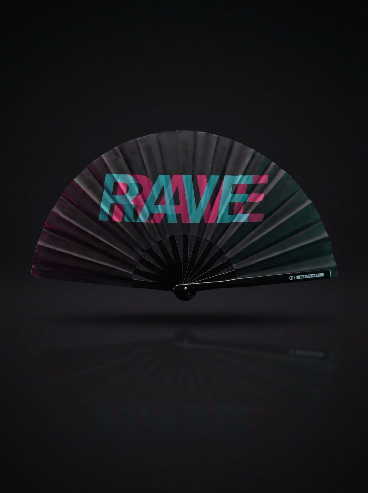 Festival Fan „RAVE“ black teal-pink – Techno & rave doplněk
