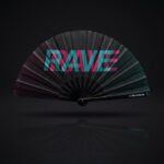 Festival Fan „RAVE“ black teal-pink – Techno & rave doplněk – Zobrazení 1