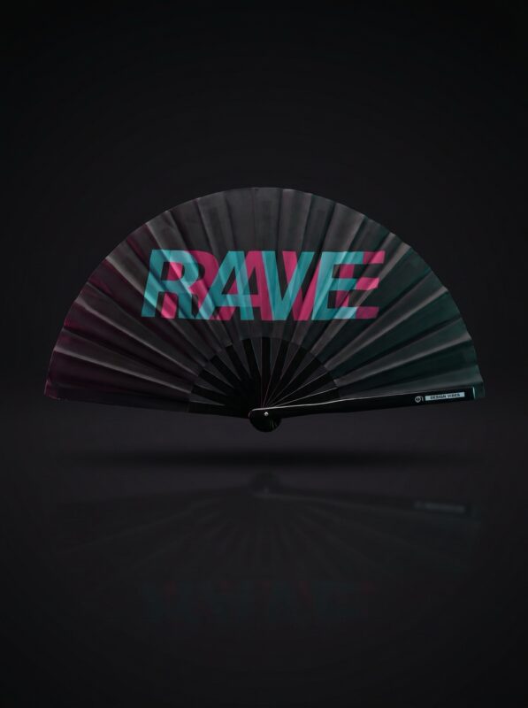 Festival Fan "RAVE" black teal-pink - Techno & rave doplněk
