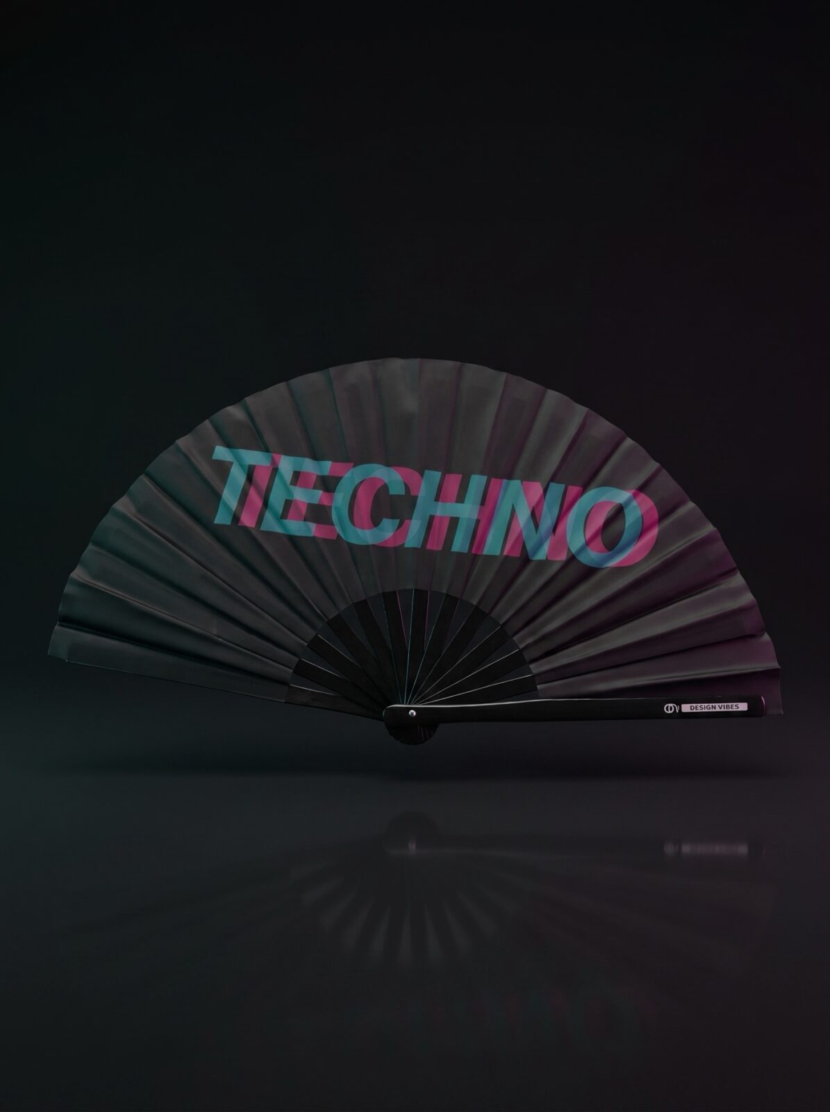 Festival Fan „Techno“ Black Teal-Pink – Techno & Rave
