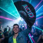 Festival Fan „ACID“ black teal-pink – Techno & Rave doplněk – Zobrazení 2