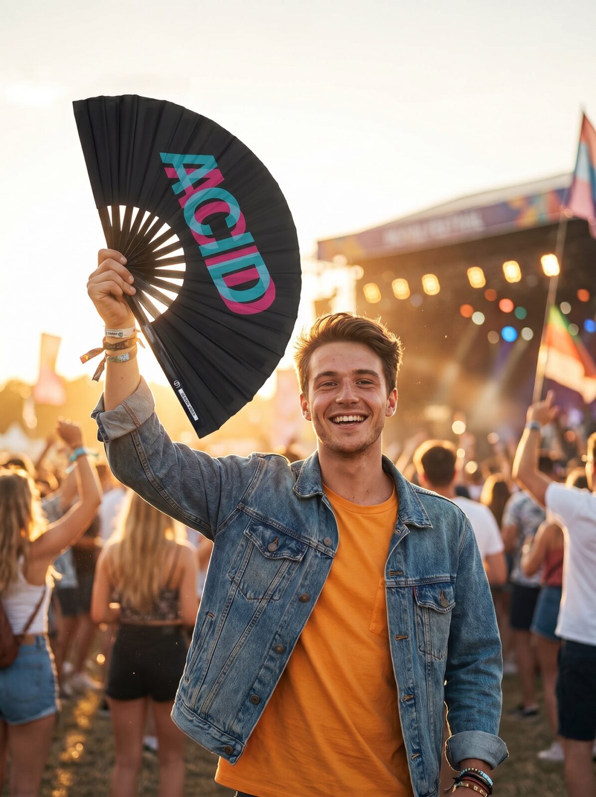 Festival Fan „ACID“ black teal-pink – Techno & Rave doplněk – Zobrazení 3