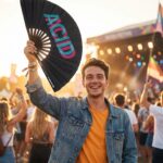 Festival Fan „ACID“ black teal-pink – Techno & Rave doplněk – Zobrazení 3