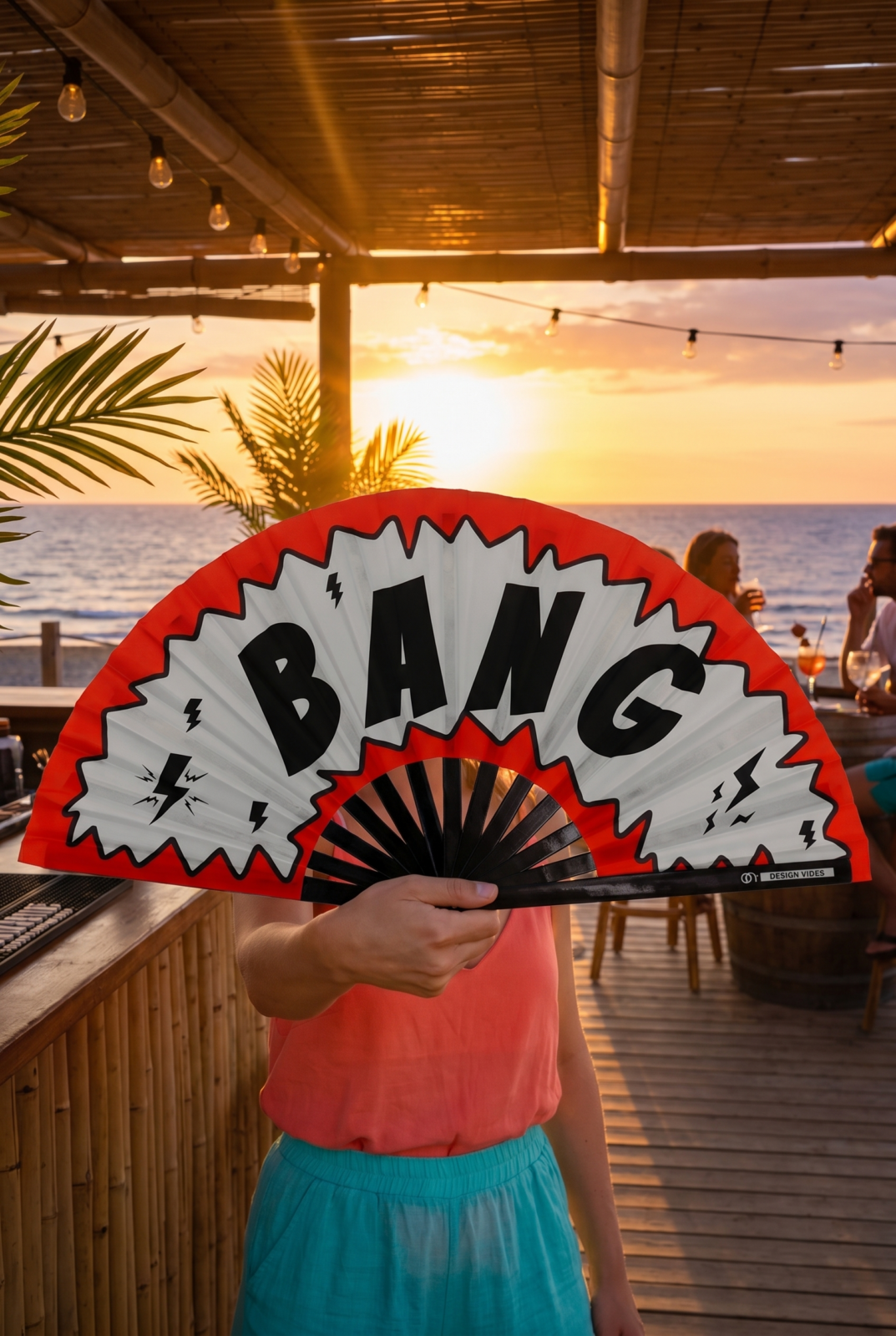 Festival Fan komiks „BANG“ v červené a bílé barvě – Rave & party doplněk – Zobrazení 6