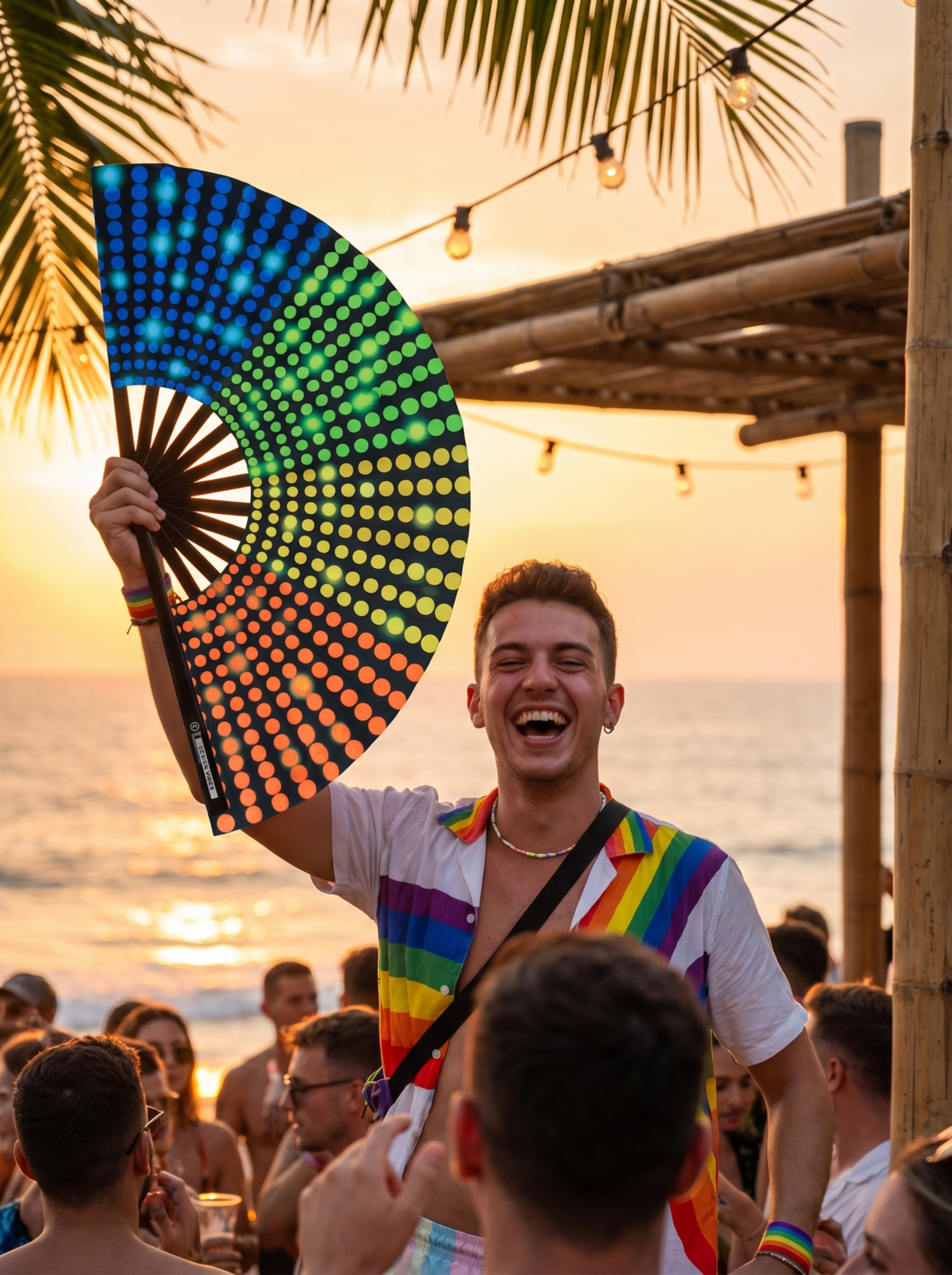 Festival Fan černý s duhou – Rave & CSD – Zobrazení 5