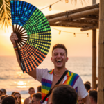 Festival Fan černý s duhou – Rave & CSD – Zobrazení 5