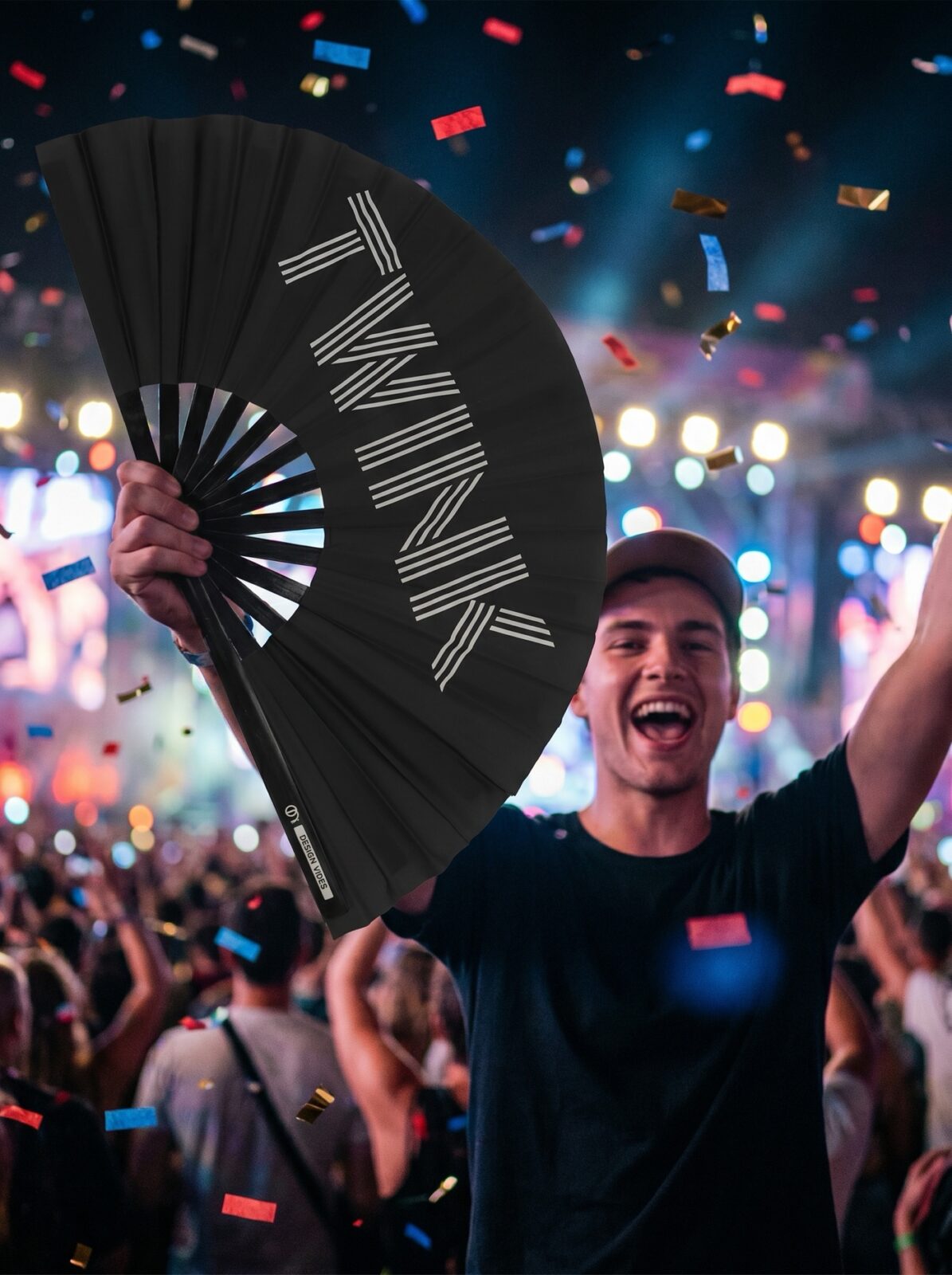 Festival Fan „TWINK“ v černé barvě – statement Rave & Pride – Zobrazení 4