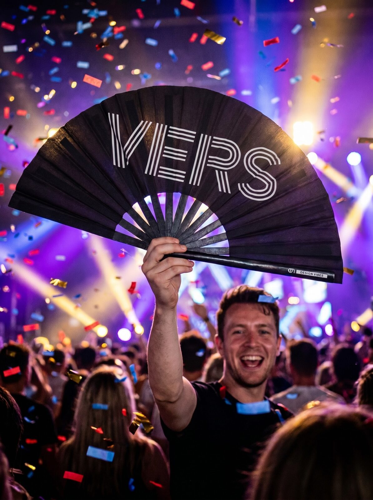 Festival Fan vějíř „VERS“ v černé barvě – statement pro Rave & CSD – Zobrazení 4