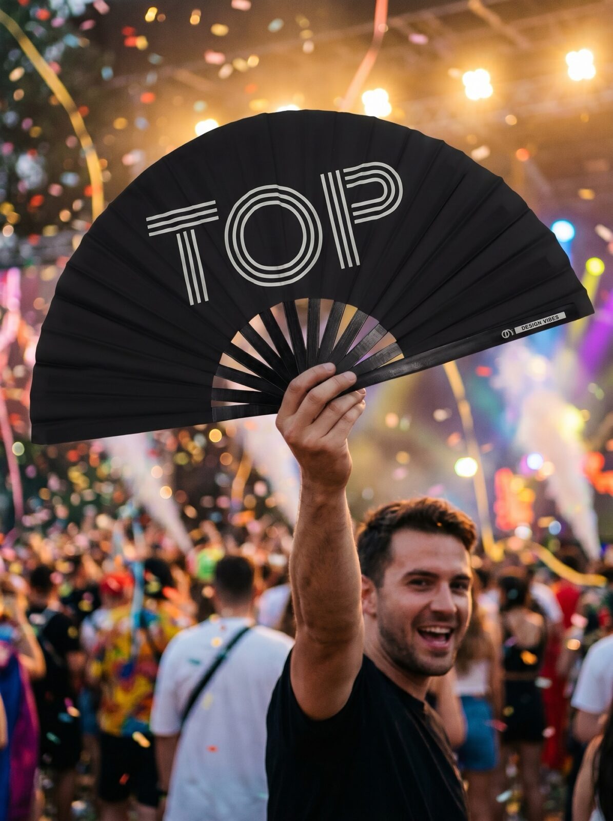 Festival Fan „TOP“ v černé barvě – statement Rave & Pride – Zobrazení 4