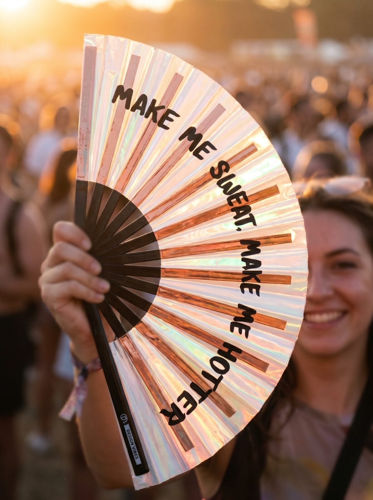 Festival Fan „MAKE ME SWEAT“ holografické růžové zlato – Rave – Zobrazení 3