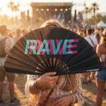 Festival Fan „RAVE“ black teal-pink – Techno & rave doplněk – Zobrazení 5