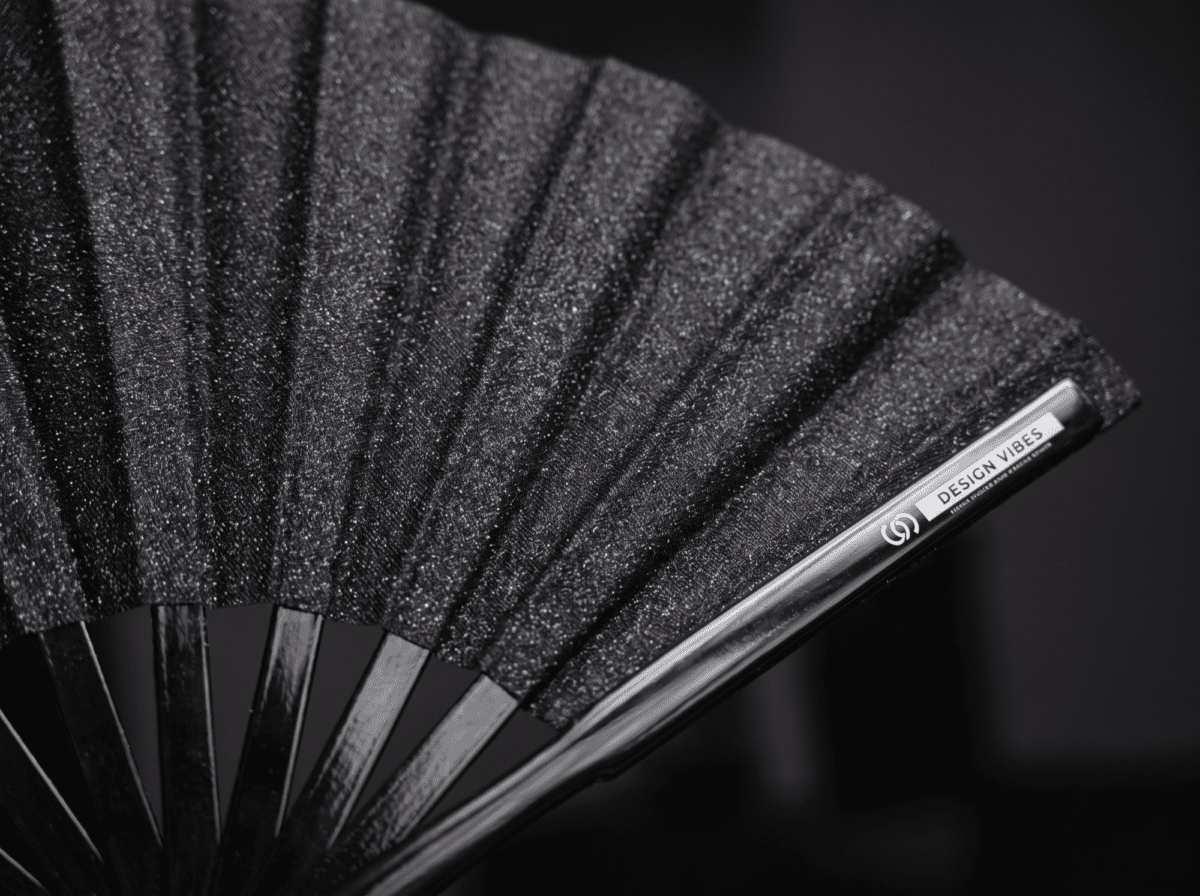 Festival Fan, černý s třpytkami, elegantní doplněk na Rave a CSD, Zobrazení 10