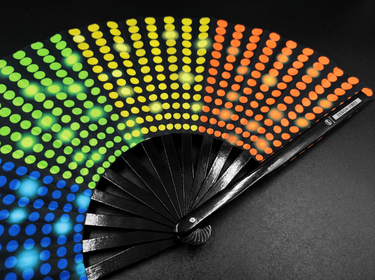 Festival Fan, černý s duhovými tečkami, Rave & CSD, Zobrazení 8