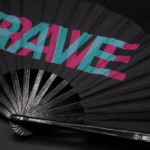 Festival Fan „RAVE“ černý, tyrkysovo-růžový, doplněk pro Techno a Rave, Zobrazení 8