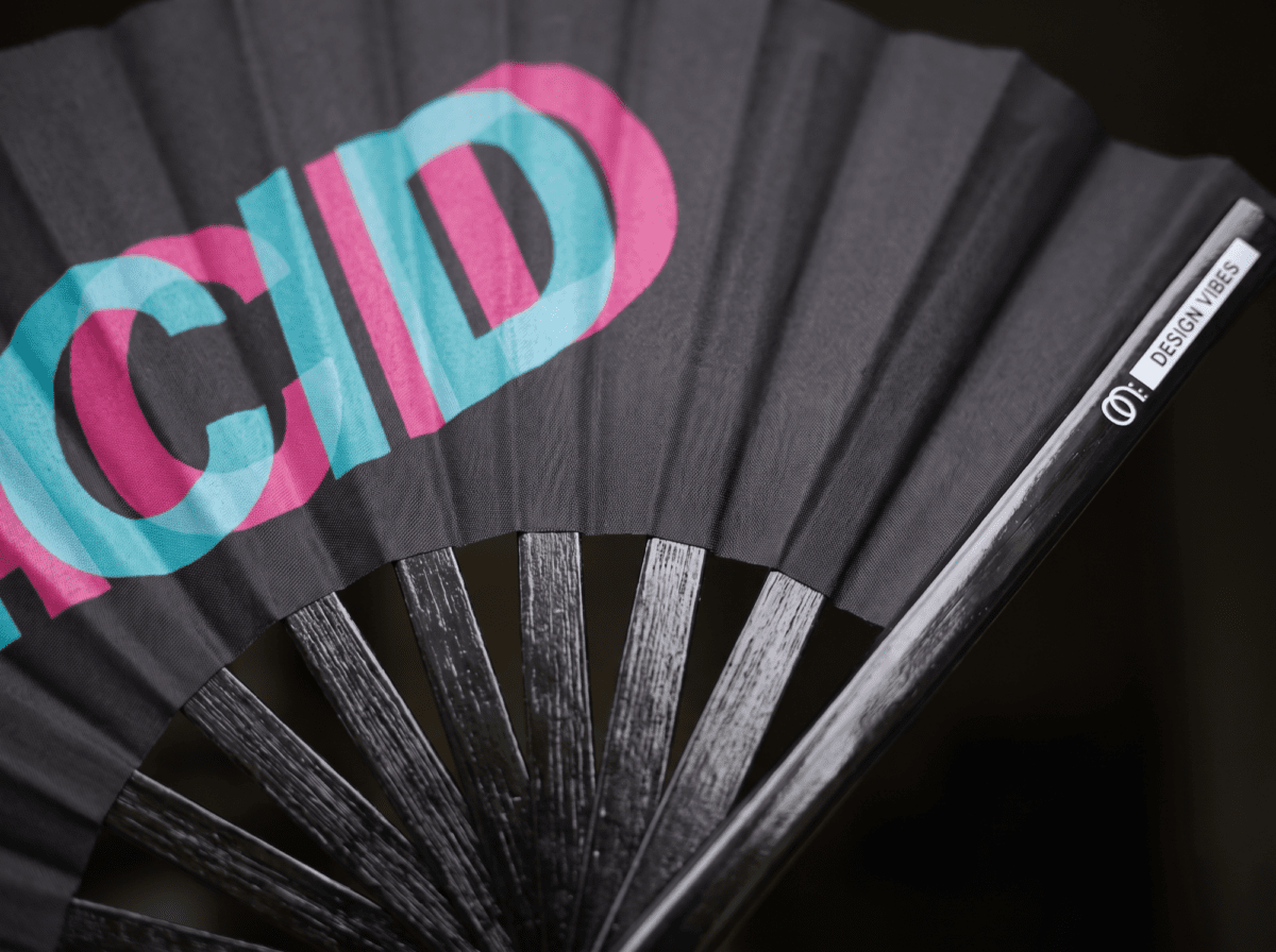 Festival Fan „ACID“ black teal-pink – Techno & Rave doplněk, Zobrazení 6