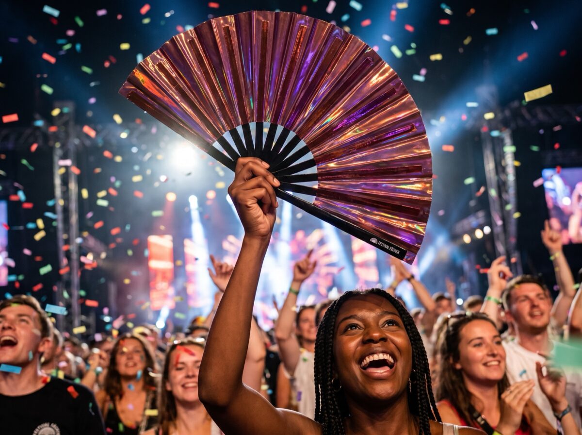 Festival Fan, holografický, průhledný, v barvě burgundské, pro festivaly a Rave, Zobrazení 4