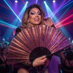 Festival Fan, holografický, průhledný, v barvě burgundské, pro festivaly a Rave, Zobrazení 5