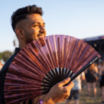 Festival Fan, holografický, průhledný, v barvě burgundské, pro festivaly a Rave, Zobrazení 3