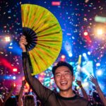 Festival Fan, holografický, průhledný, neonzelený, pro Rave a Techno, Zobrazení 4