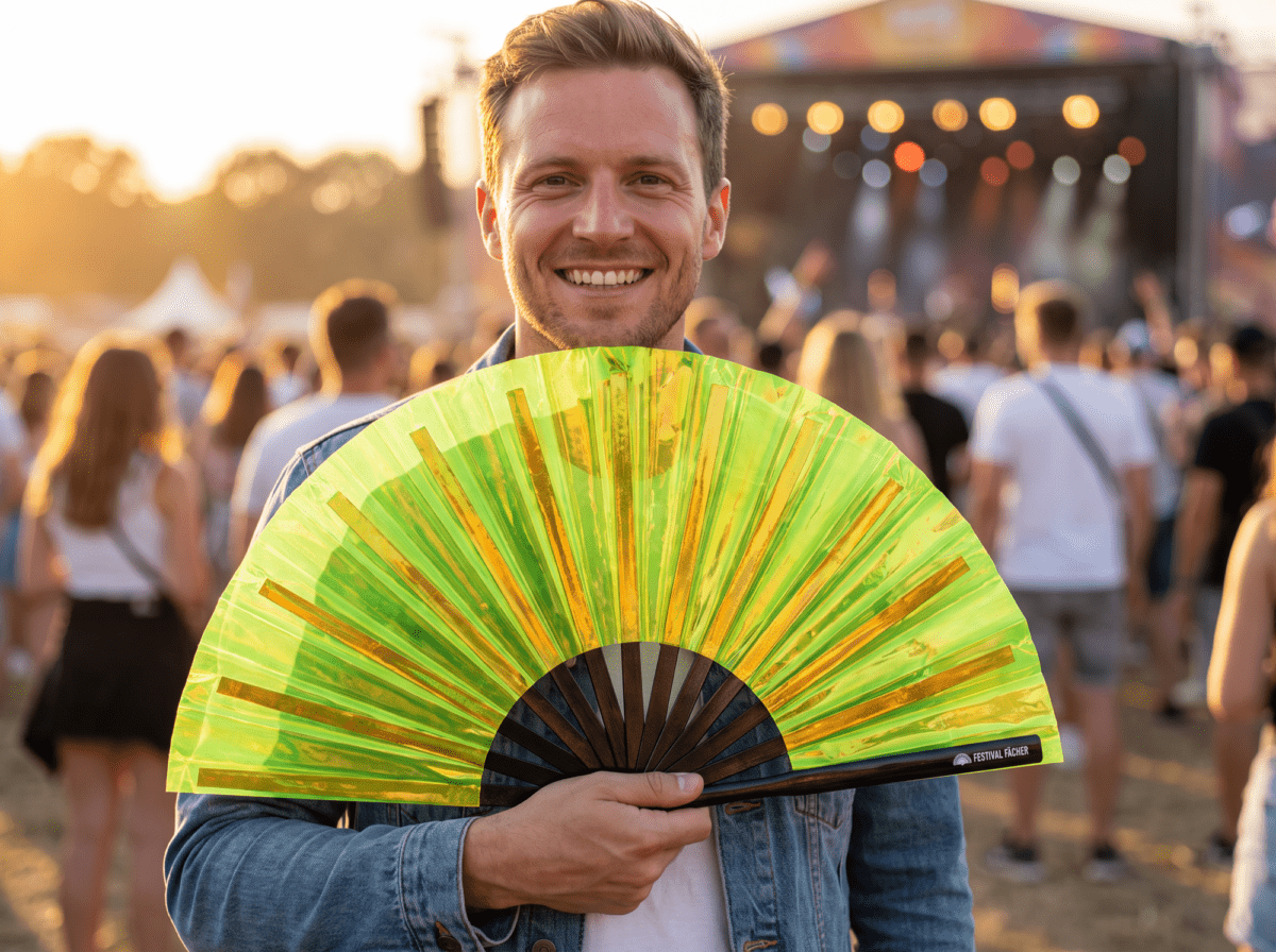 Festival Fan, holografický, průhledný, neonzelený, pro Rave a Techno, Zobrazení 3