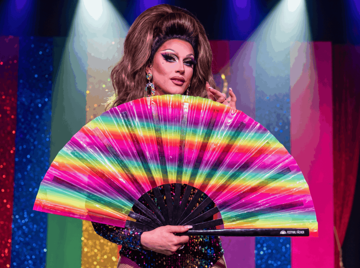Festival Fan, průhledný s duhovými pruhy pro CSD a Pride, Zobrazení 5