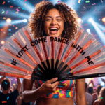 Festival Fan „IF LOST, COME DANCE WITH ME“ z holografické mědi pro festivaly a Rave party, Zobrazení 4