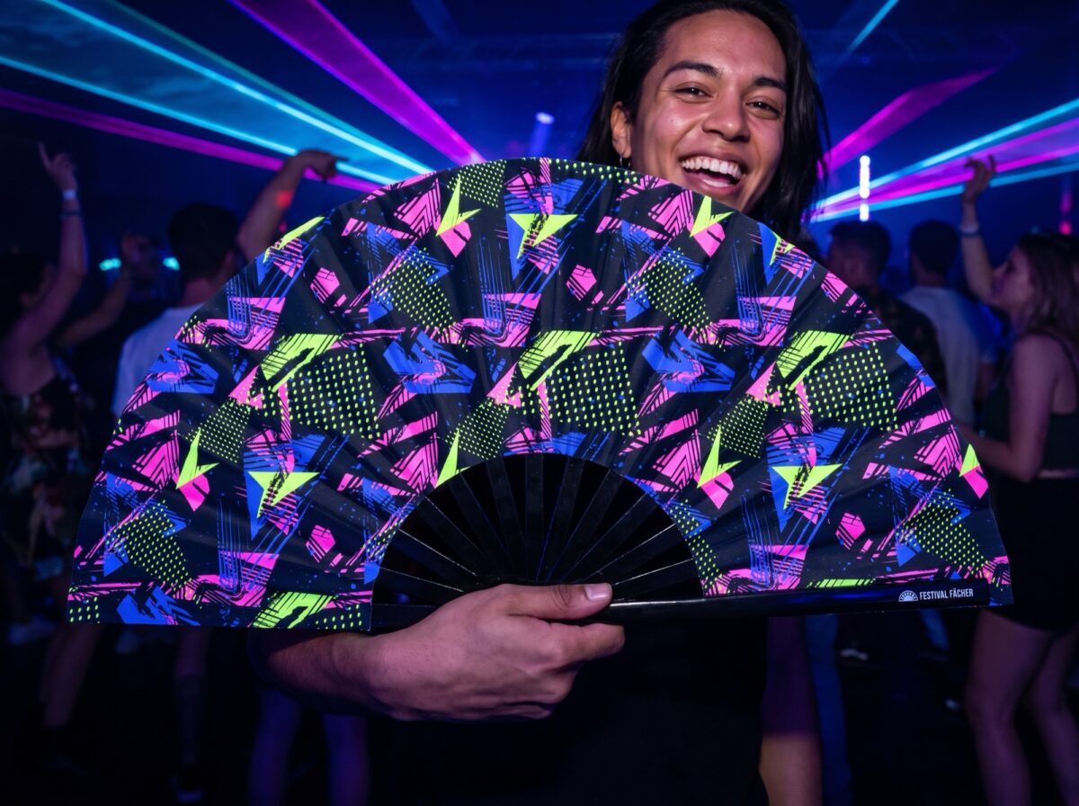 Festival Fan „Neonová geometrie, černý“ pro Techno a Rave, Zobrazení 2