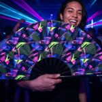 Festival Fan „Neonová geometrie, černý“ pro Techno a Rave, Zobrazení 2
