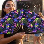 Festival Fan „Neonová geometrie, černý“ pro Techno a Rave, Zobrazení 3