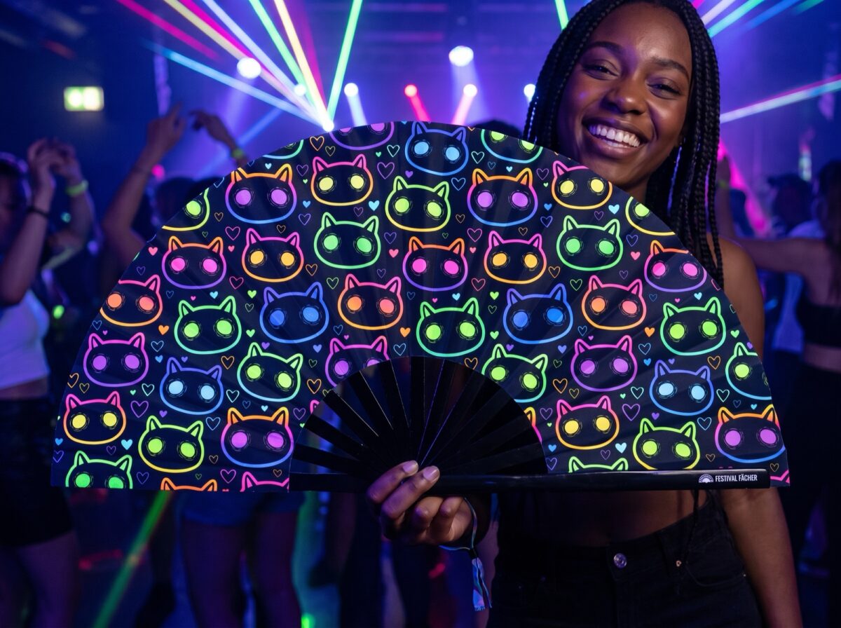 Festival Fans s neonovými kočkami, černé, pro Rave a festivaly, Zobrazení 2