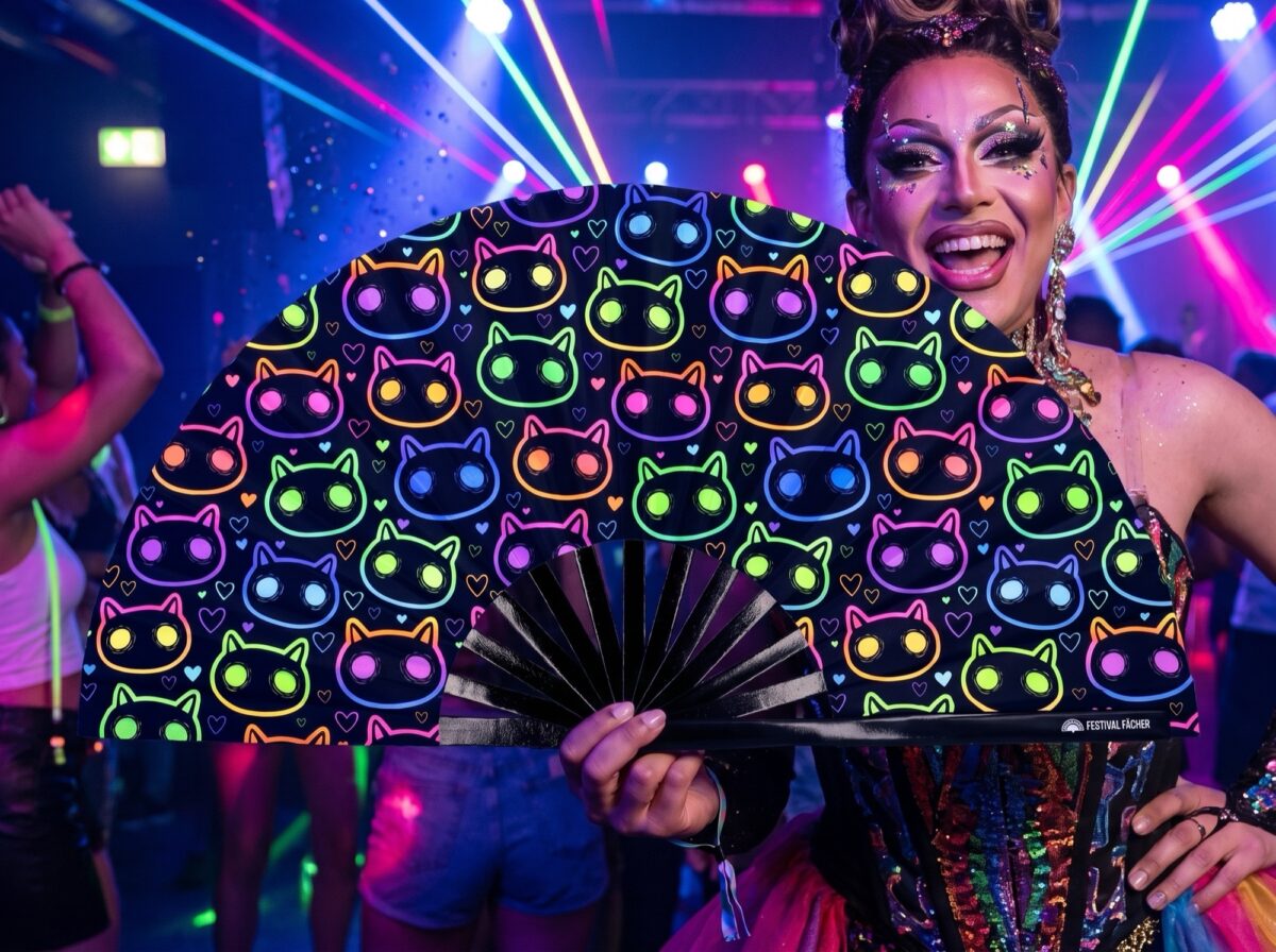 Festival Fans s neonovými kočkami – černé – pro Rave a festivaly, Zobrazení 5