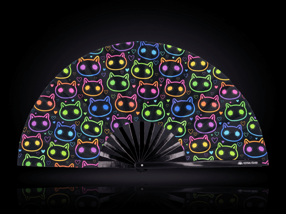 Festival Fans s neonovými kočkami, černé, pro Rave a festivaly