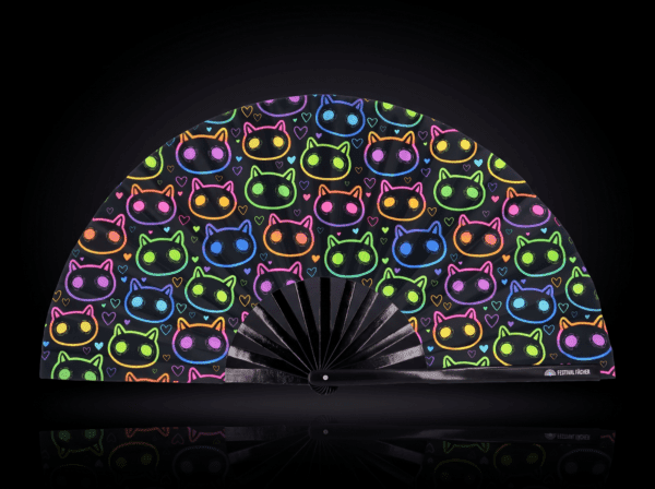 Festival Fans s neonovými kočkami, černé, pro Rave a festivaly