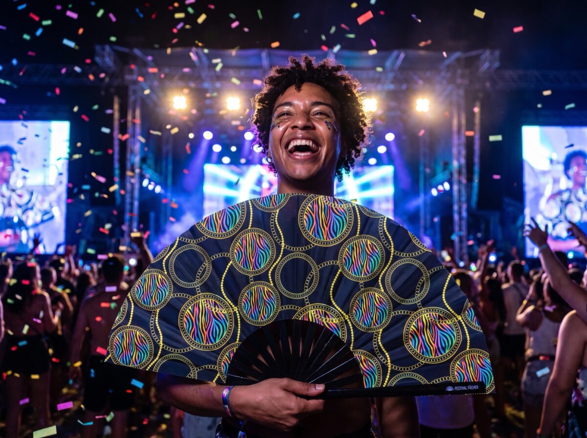 Festival Fan s neonovými kruhy v černé barvě pro Techno a Rave, Zobrazení 4