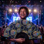 Festival Fan s neonovými kruhy v černé barvě pro Techno a Rave, Zobrazení 4